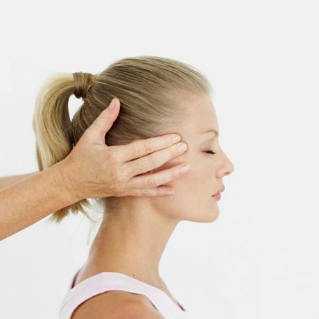 Side Profile Of A Young Woman Getting A Head Massage - W1